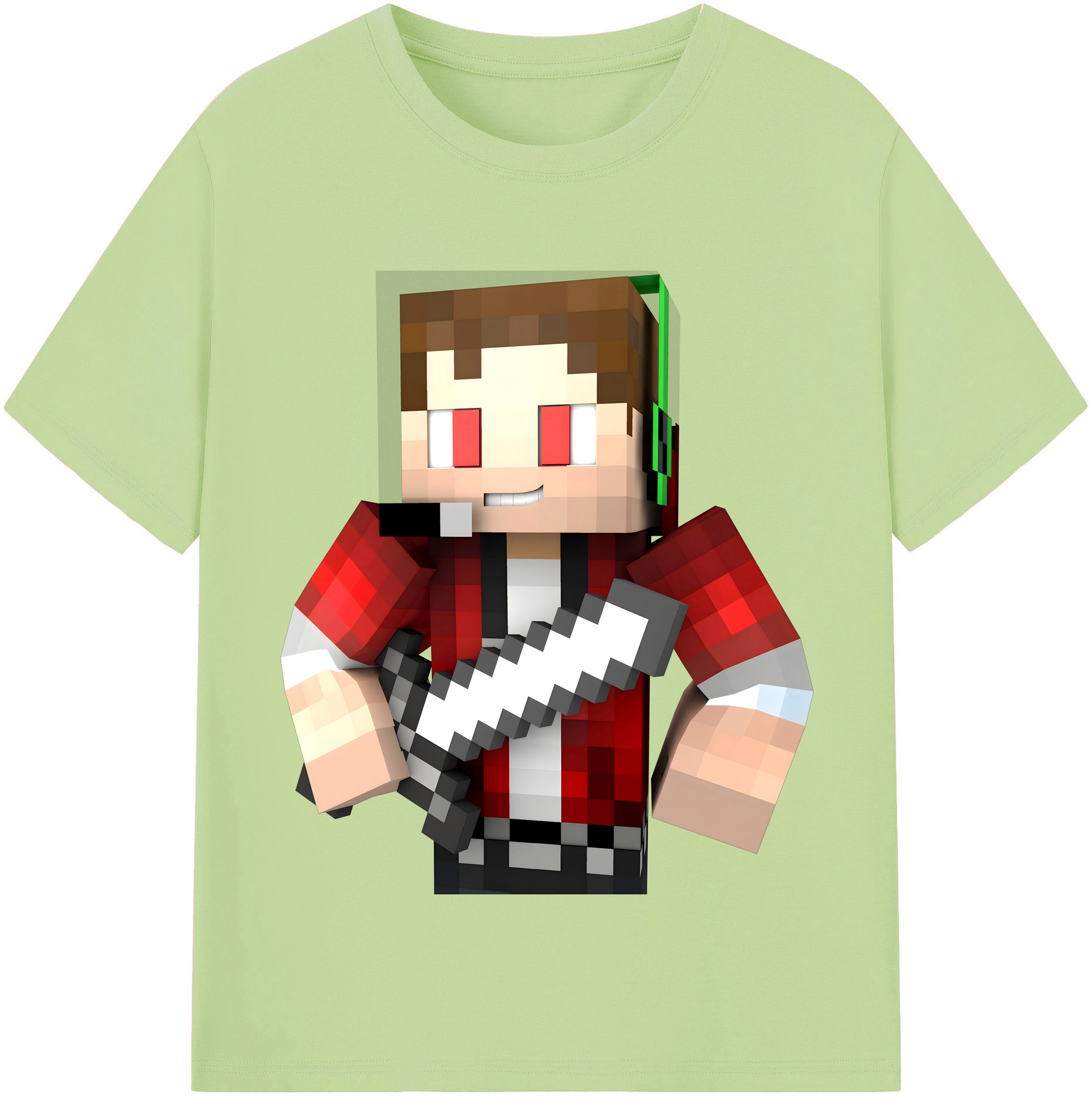 （画像用） マインクラフト ブロックの世界 Minecraft MC Block world 綿100％半袖Tシャツ（フロントプリント）